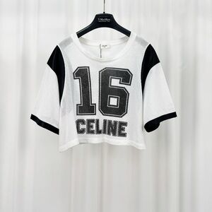 Authentic Celine White and Black Mesh Top